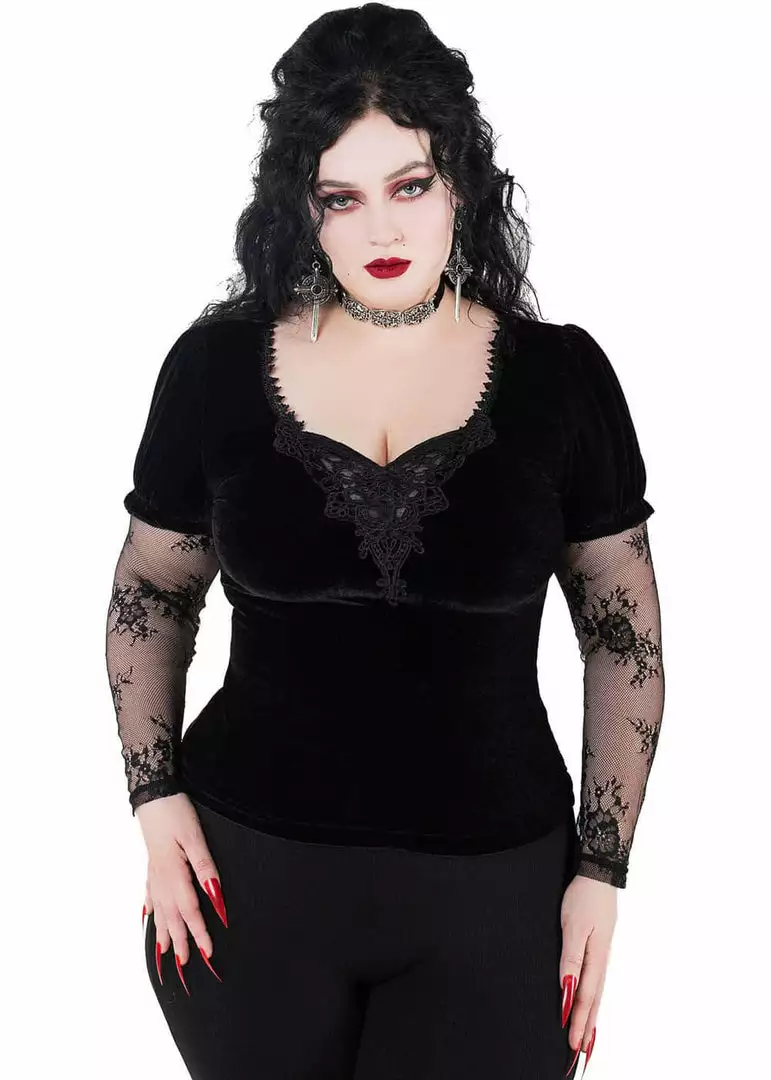 Killstar Spirit Bound Velvet Lace Top Black 5 Killstar Spirit Bound Velvet Lace Top Black