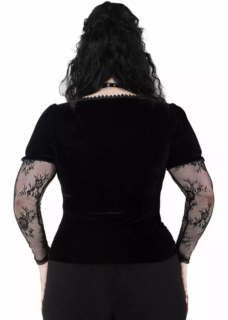 Killstar Spirit Bound Velvet Lace Top Black 6 Killstar Spirit Bound Velvet Lace Top Black