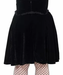 Killstar Dark Lover Velvet Swing Skirt Black