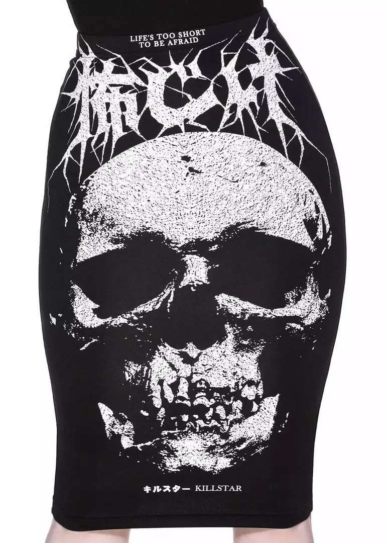 Killstar Fearless Skull Pencil Skirt Black New In 3 Killstar Fearless Skull Pencil Skirt Black New In