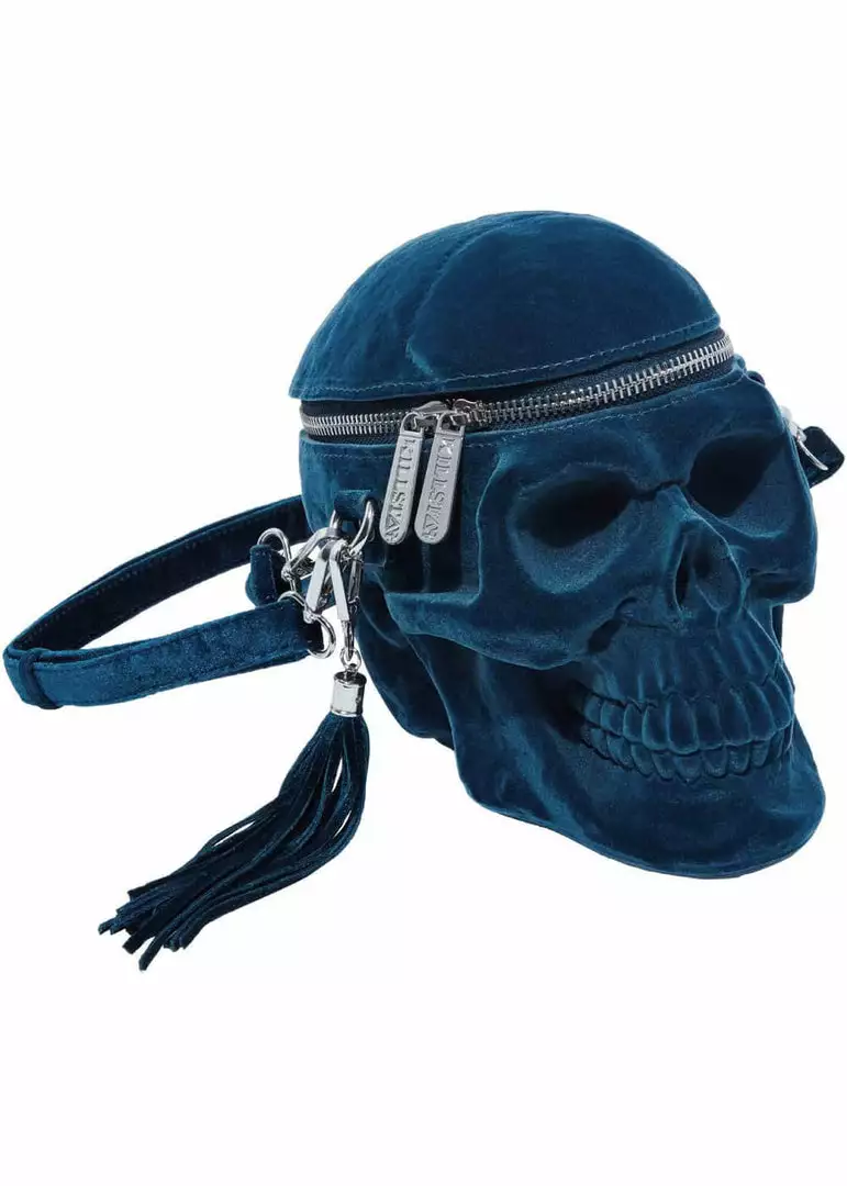 Killstar Grave Digger Velvet Skull Bag Blue New In 3 Killstar Grave Digger Velvet Skull Bag Blue New In