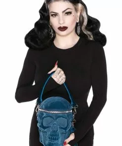 Killstar Grave Digger Velvet Skull Bag Blue New In 7 Killstar Grave Digger Velvet Skull Bag Blue New In