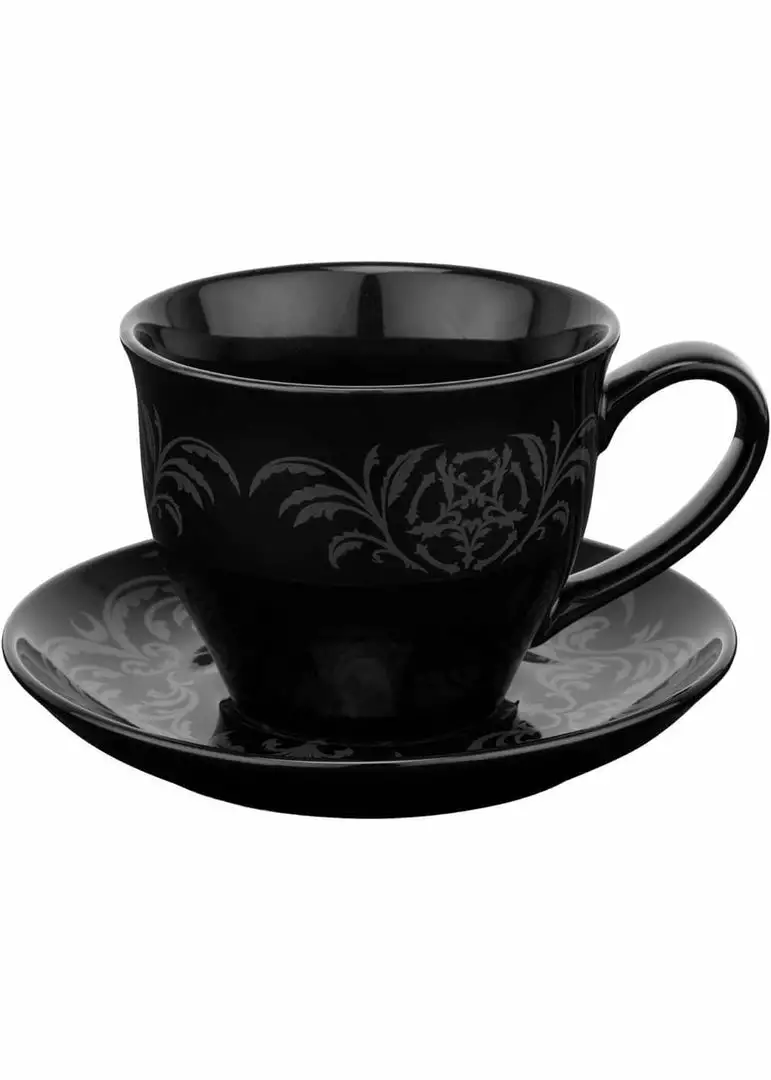 New In Killstar Morticia XL Tea Cup & Saucer Black 4 New In Killstar Morticia XL Tea Cup & Saucer Black