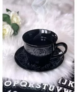 New In Killstar Morticia XL Tea Cup & Saucer Black
