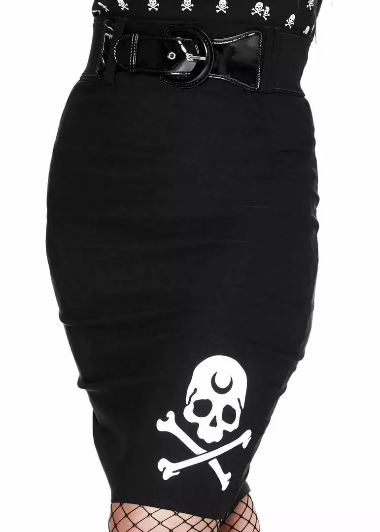 Killstar Rebel Hell Skull Midi Pencil Skirt Black 5 Killstar Rebel Hell Skull Midi Pencil Skirt Black