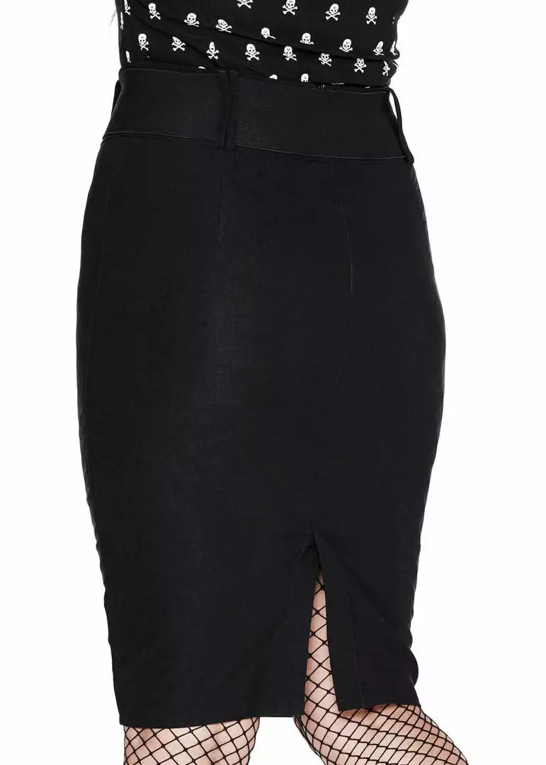 Killstar Rebel Hell Skull Midi Pencil Skirt Black 4 Killstar Rebel Hell Skull Midi Pencil Skirt Black