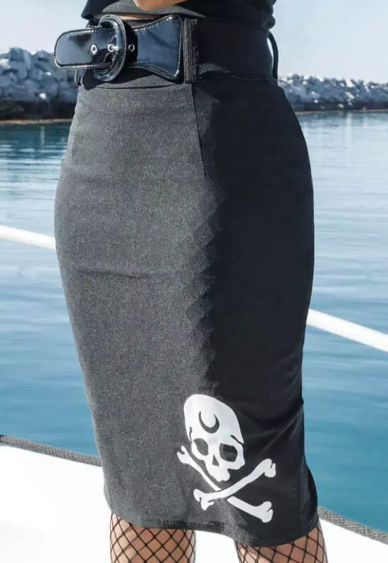 Killstar Rebel Hell Skull Midi Pencil Skirt Black 3 Killstar Rebel Hell Skull Midi Pencil Skirt Black
