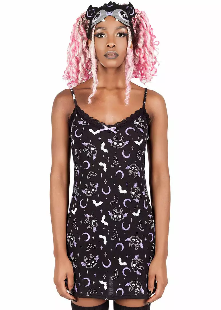 New In Killstar Lounge Batty Night Dress Black 5 New In Killstar Lounge Batty Night Dress Black