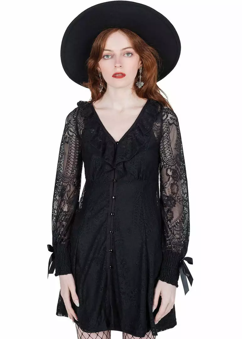 New In Killstar Cycbele Lace 70's Dress Black 4 New In Killstar Cycbele Lace 70's Dress Black