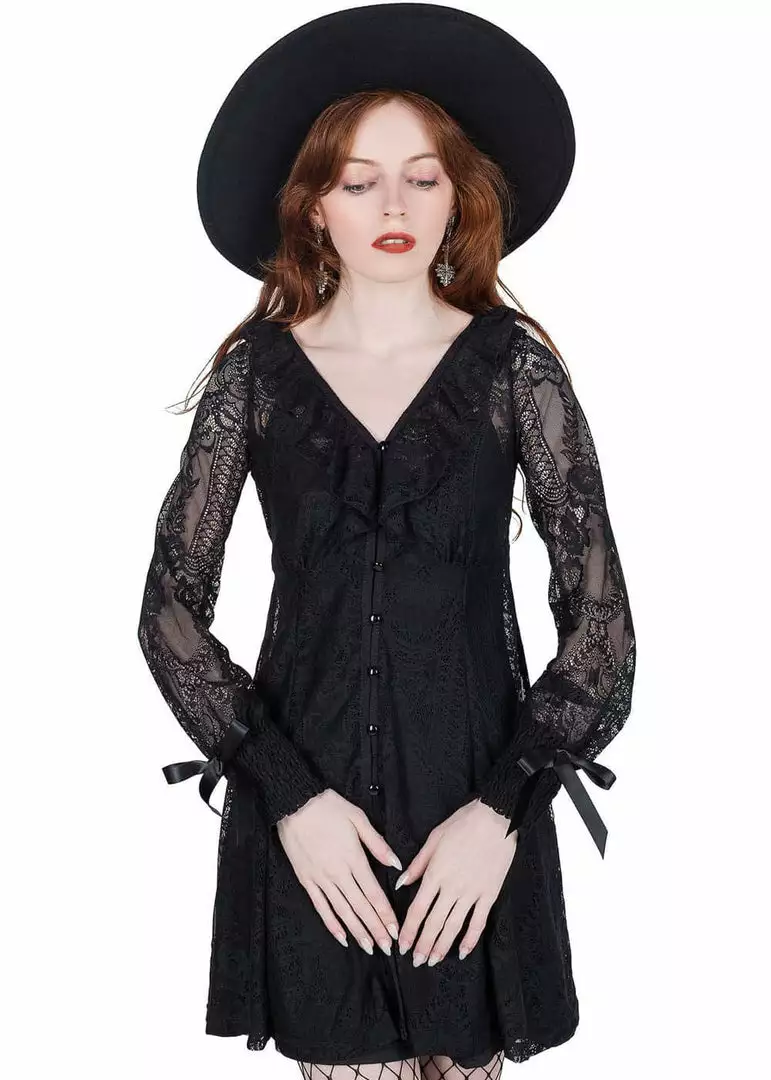 New In Killstar Cycbele Lace 70's Dress Black 5 New In Killstar Cycbele Lace 70's Dress Black