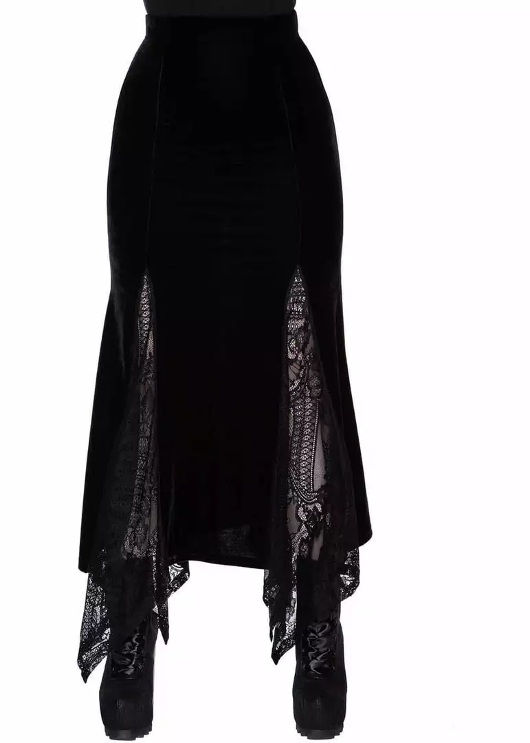 New In Killstar Mandrake Velvet Lace Maxi Skirt Black 3 New In Killstar Mandrake Velvet Lace Maxi Skirt Black