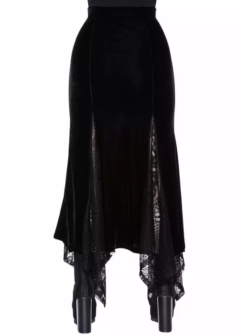 New In Killstar Mandrake Velvet Lace Maxi Skirt Black 4 New In Killstar Mandrake Velvet Lace Maxi Skirt Black