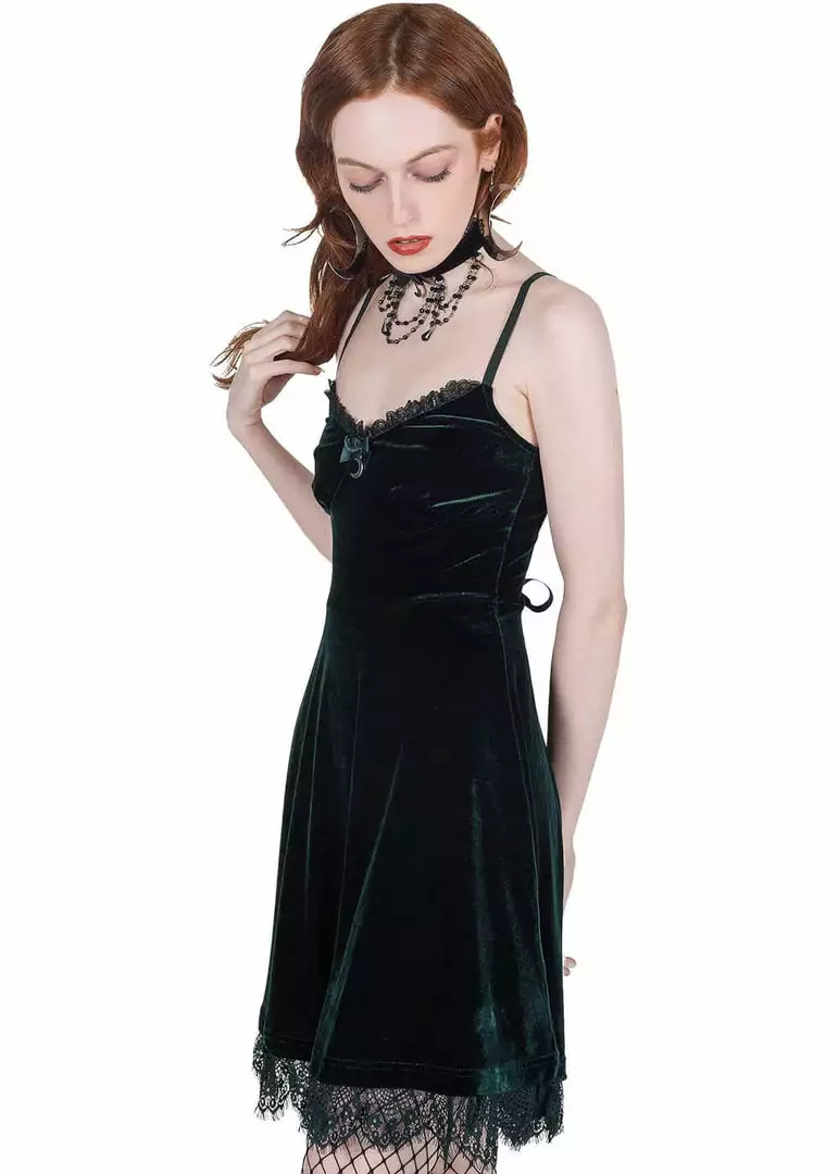 New In Killstar Moonstruck Velvet 60's Skater Dress Emerald Green 5 New In Killstar Moonstruck Velvet 60's Skater Dress Emerald Green