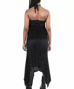 New In Killstar Starry Eyed Velvet 70's Maxi Dress Black