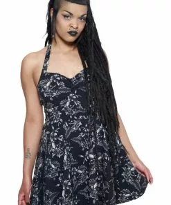 Killstar Aloha From Hell Skulls 60's Skater Dress Black