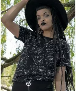 New In Killstar Tsunami Skulls T-Shirt Black