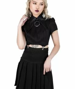 Killstar Darita 80's Suspender Dress Black Pinstripe