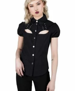 Killstar Hellstar Lace Up Top Black