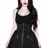 New In Killstar Dark Flair Skirt With Suspenders Black Pinstripe