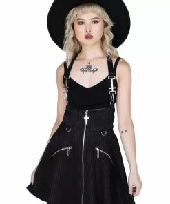 New In Killstar Dark Flair Skirt With Suspenders Black Pinstripe 11 New In Killstar Dark Flair Skirt With Suspenders Black Pinstripe