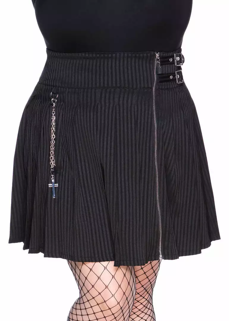 Killstar Devil In Disguise 80's Skirt Black Pinstripe New In 5 Killstar Devil In Disguise 80's Skirt Black Pinstripe New In