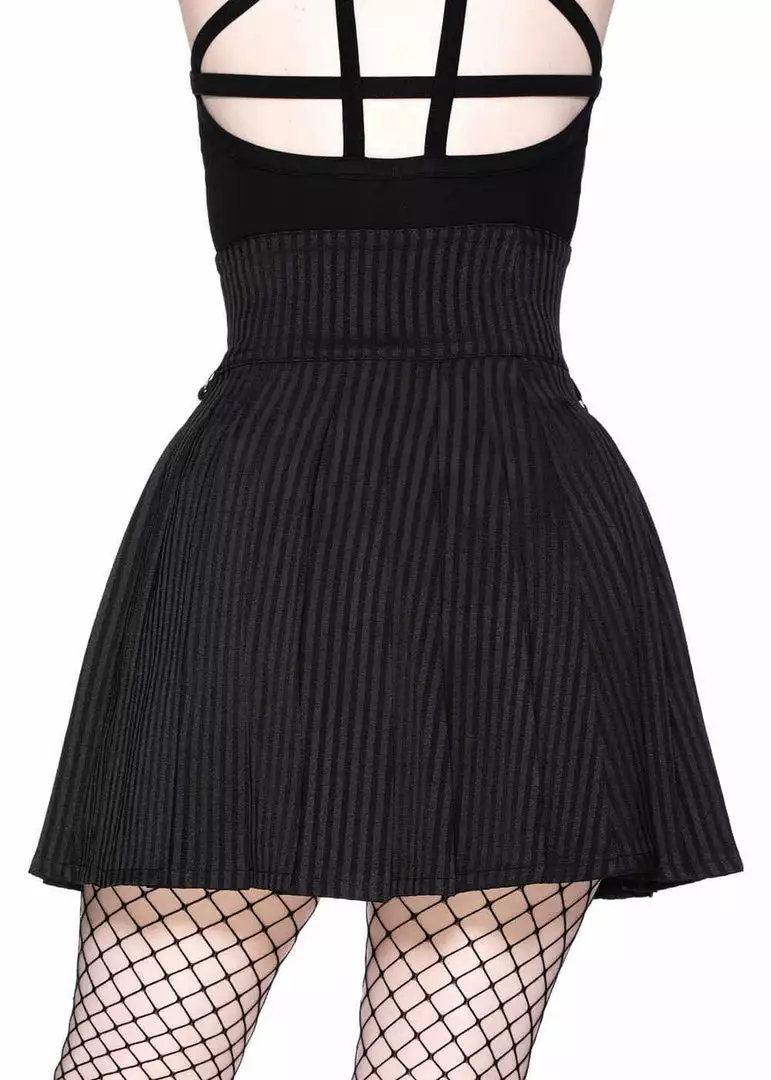 Killstar Devil In Disguise 80's Skirt Black Pinstripe New In 4 Killstar Devil In Disguise 80's Skirt Black Pinstripe New In