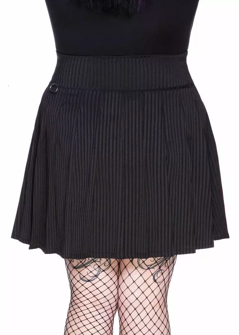 Killstar Devil In Disguise 80's Skirt Black Pinstripe New In 6 Killstar Devil In Disguise 80's Skirt Black Pinstripe New In