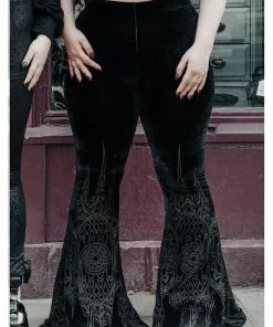 Killstar De La Souless Velvet Flares 70's Trousers Black New In