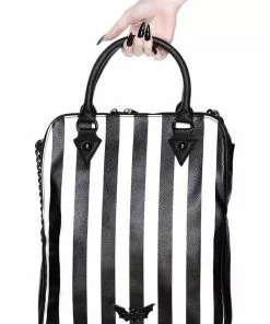 New In Killstar Lines Tag Stripe Bag Black White