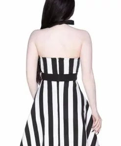 Killstar It's Showtime Stripe 80's Swing Dress Black White