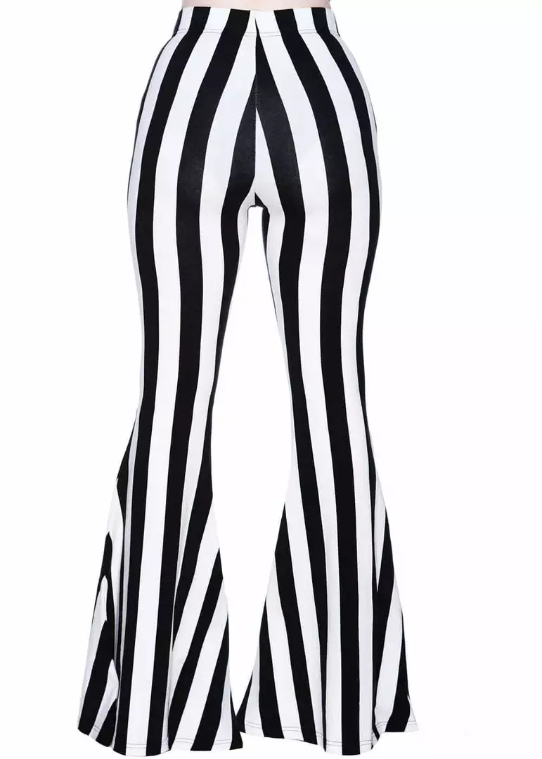New In Killstar Inferno Room Stripe Flares 70's Trousers Black White 4 New In Killstar Inferno Room Stripe Flares 70's Trousers Black White