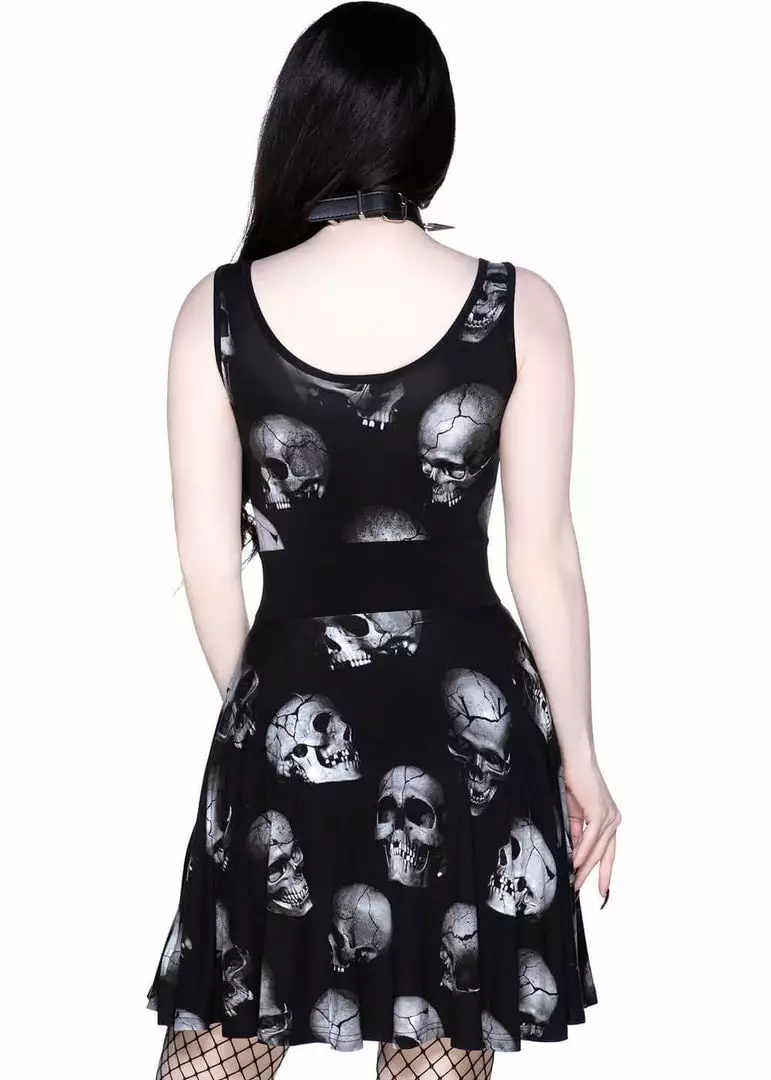 Killstar Heads Rollin' Skulls Skater Dress Black New In 5 Killstar Heads Rollin' Skulls Skater Dress Black New In