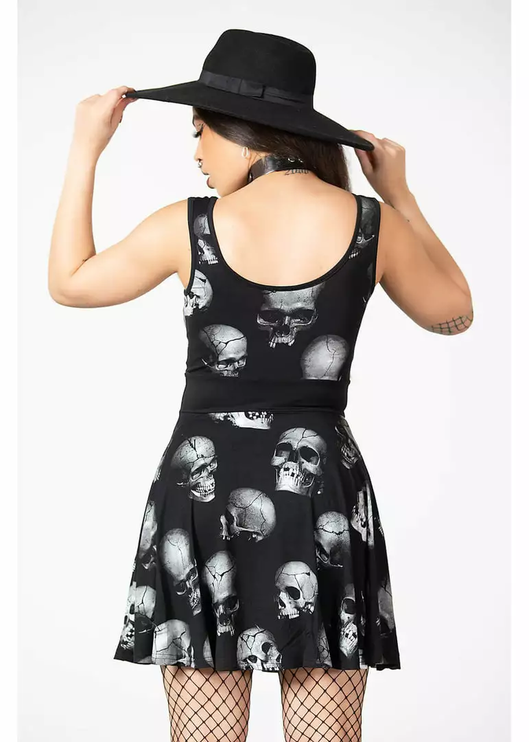Killstar Heads Rollin' Skulls Skater Dress Black New In 7 Killstar Heads Rollin' Skulls Skater Dress Black New In