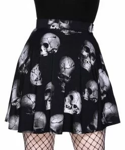 Killstar Miss Mortem Skulls Skater Skirt Black