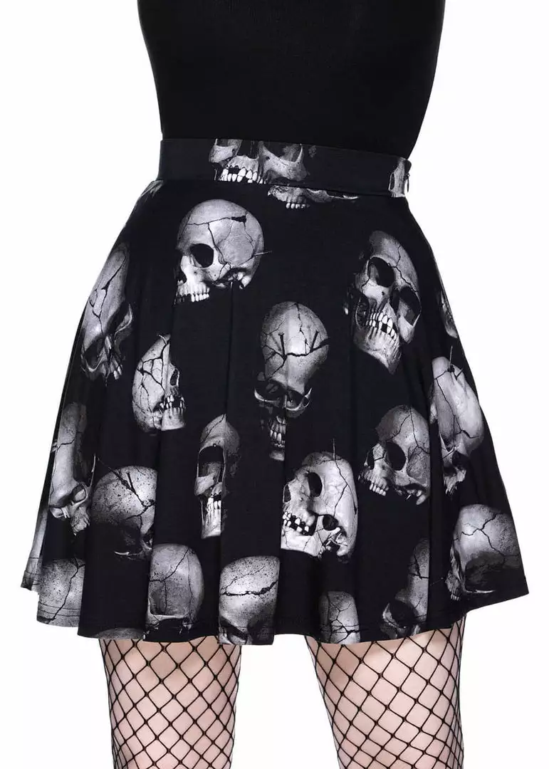 Killstar Miss Mortem Skulls Skater Skirt Black 3 Killstar Miss Mortem Skulls Skater Skirt Black
