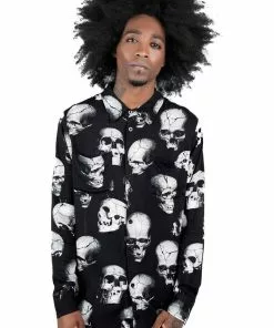 New In Killstar Men Fatal Attraction Skulls Shirt Black