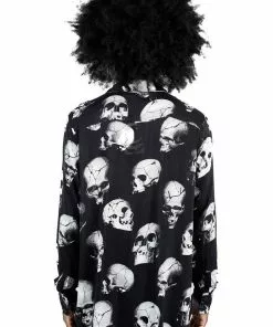 New In Killstar Men Fatal Attraction Skulls Shirt Black