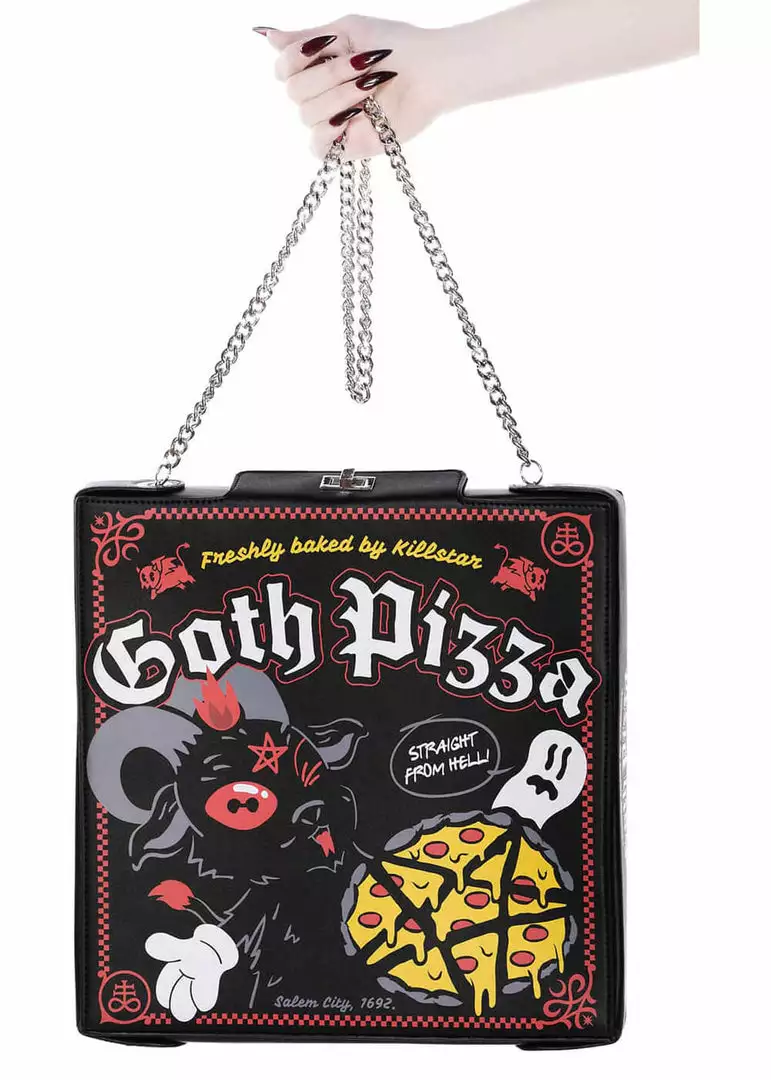 Killstar Goth Pizza Shoulderbag Black 3 Killstar Goth Pizza Shoulderbag Black