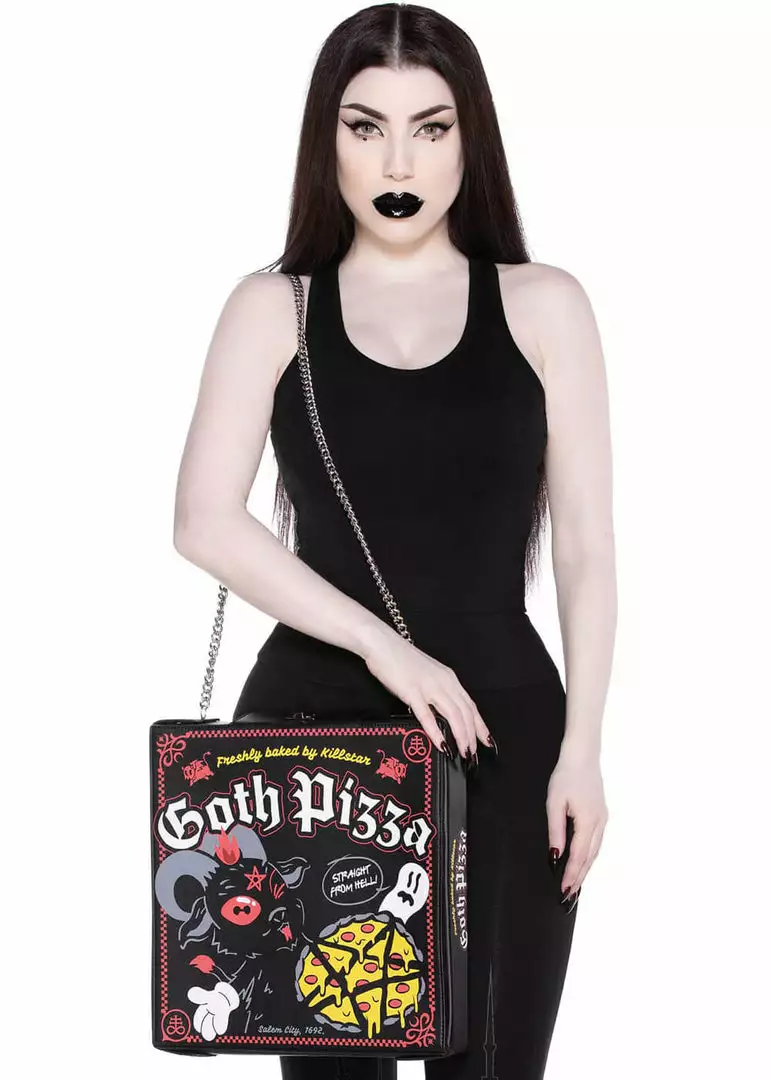 Killstar Goth Pizza Shoulderbag Black 4 Killstar Goth Pizza Shoulderbag Black