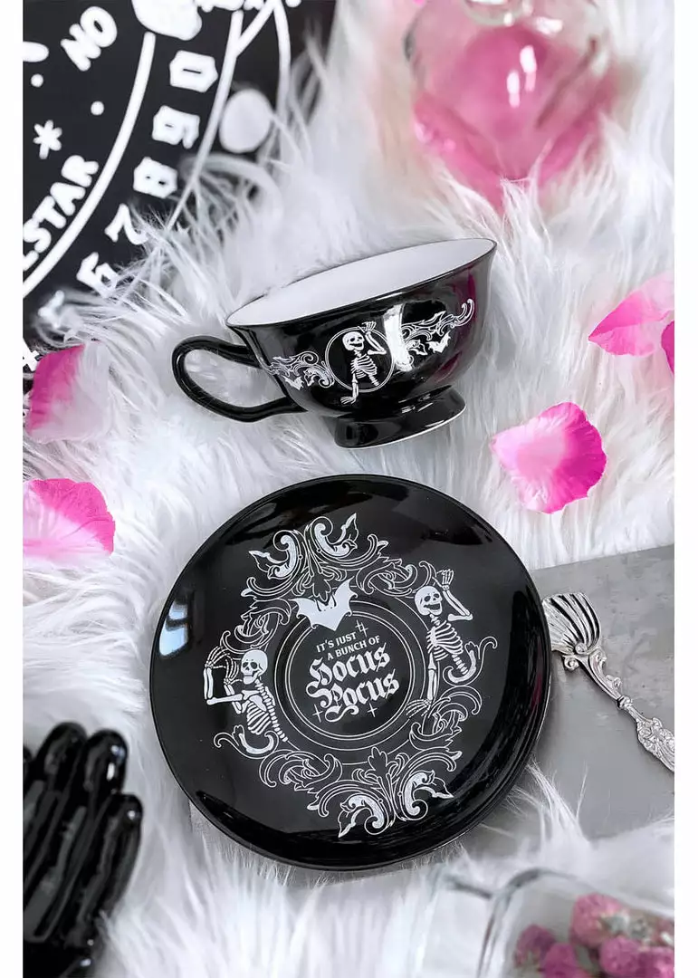 New In Killstar Hocus Pocus Tea Cup & Saucer Black 3 New In Killstar Hocus Pocus Tea Cup & Saucer Black