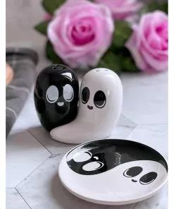 Killstar Spooky Ghost Salt & Pepper Shaker Black White