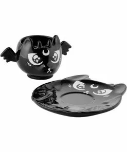 Killstar Kittea Cat Tea Cup & Saucer Black