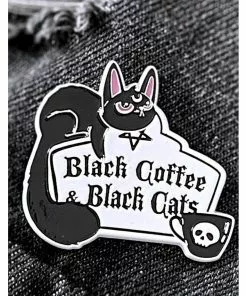 Killstar Coffee & Cats Pin Silver New In