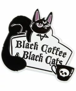 Killstar Coffee & Cats Pin Silver New In
