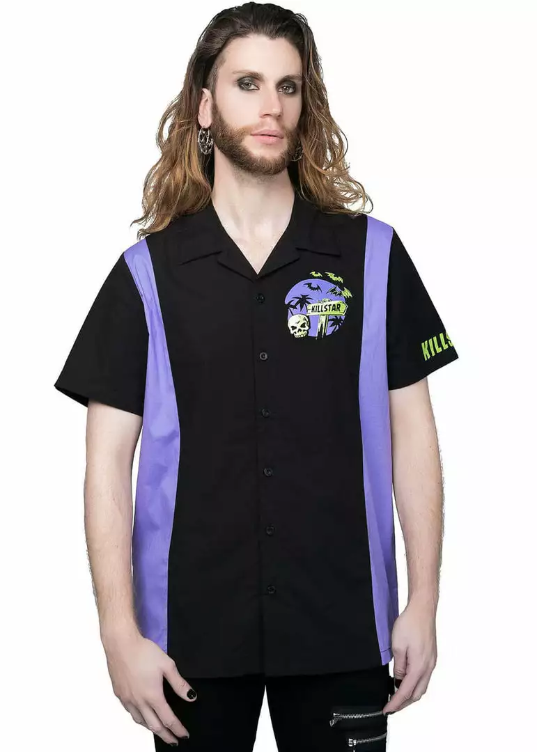 Killstar Vince Ray Kon-Tiki 50's Bowling Shirt Black 3 Killstar Vince Ray Kon-Tiki 50's Bowling Shirt Black