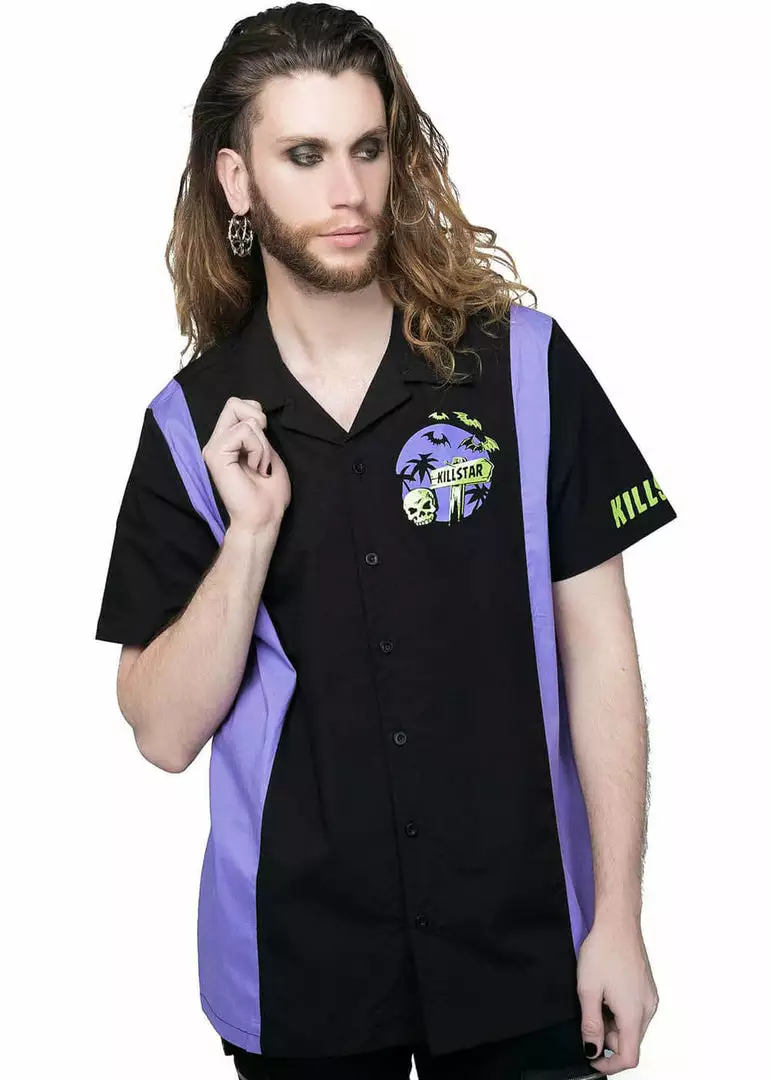 Killstar Vince Ray Kon-Tiki 50's Bowling Shirt Black 5 Killstar Vince Ray Kon-Tiki 50's Bowling Shirt Black