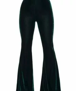 Killstar Moondance Velvet 70's Broek Emerald Green
