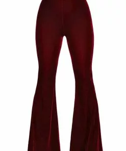 Killstar Moondance Velvet 70's Broek Ruby Red