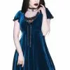 Killstar Heather Velvet 60's Jurk Sapphire Blue New In 1 Killstar Heather Velvet 60's Jurk Sapphire Blue New In