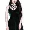 New In Killstar Magica Velvet Skater Dress Emerald Green